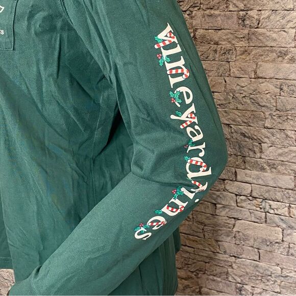 Vineyard Vines Long-Sleeve Candy Cane Whale Pocket Tee Women's Size Medium - Picture 3 of 6